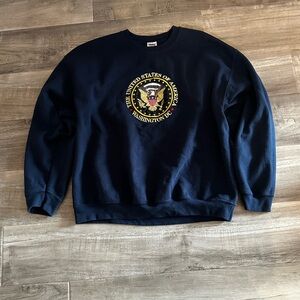 Gildan Navy Crewneck Sweater with USA Emblem